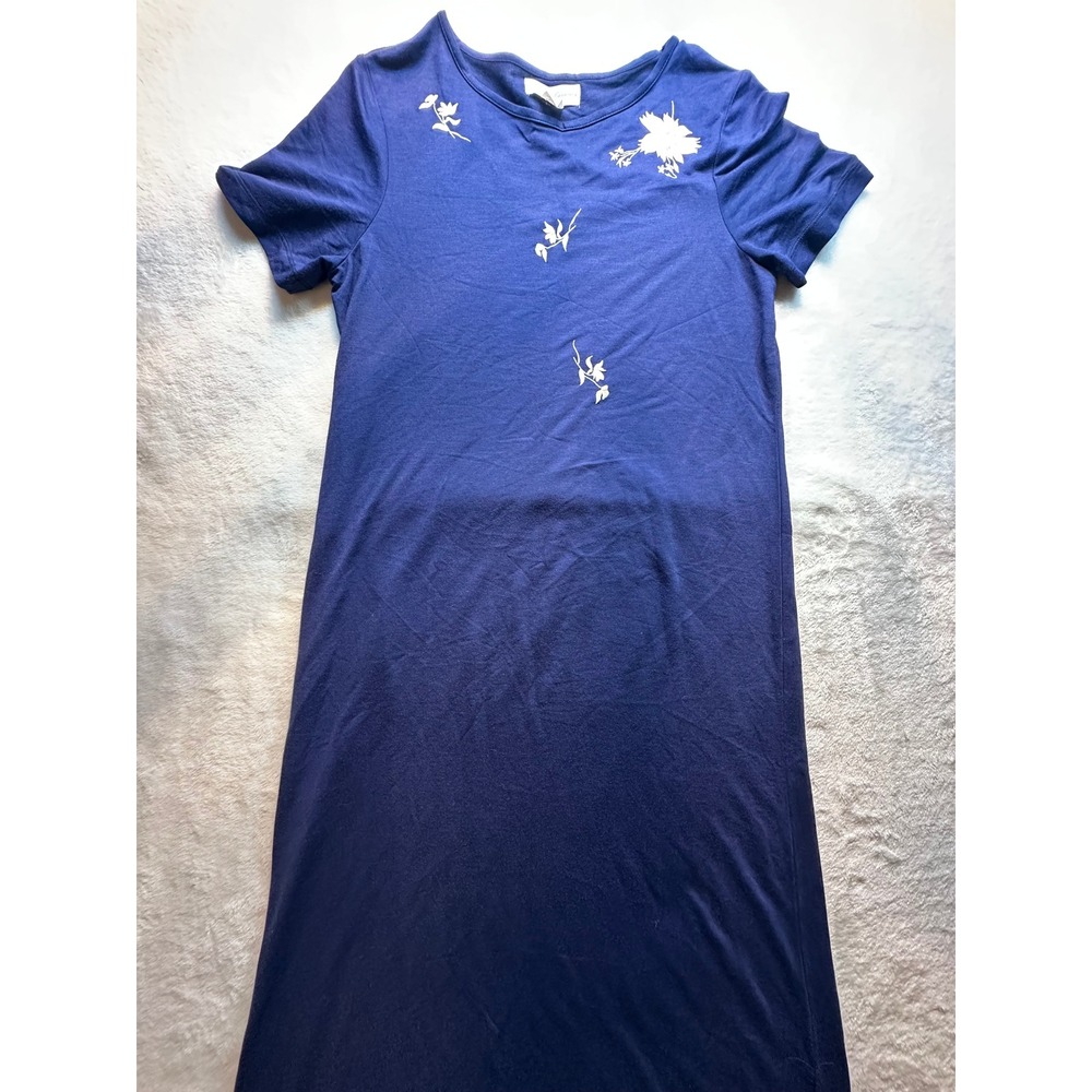 Private Luxuries Natori Navy Blue Floral Embroidered Nightgown Small X16007Y -9
